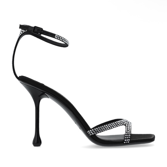 JIMMY CHOO Women's Ixia Embellished High Heel Sandals Rhinestone Black - Picture 3 of 14